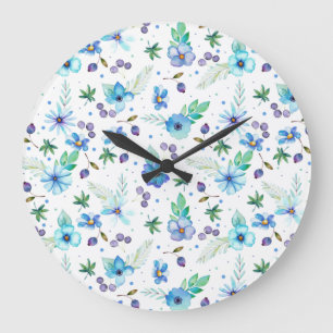 Grande Horloge Ronde Rose bleu