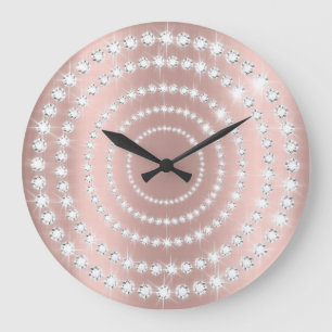 Grande Horloge Ronde Rose Blush Vip Grey Silver Diamond Infinity Circle