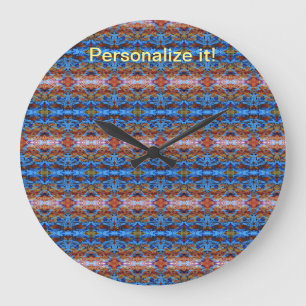 Grande Horloge Ronde Rose, brown, blue design tiled & mirrored