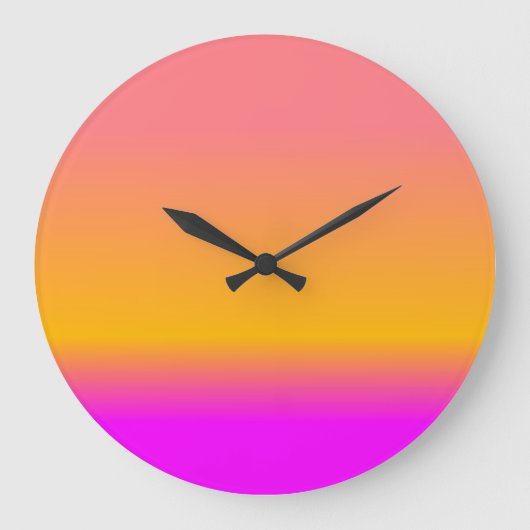 Grande Horloge Ronde Rose Chaud Blush Orange Jaune ombre Gradient (Recto)