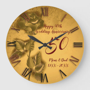 Grande Horloge Ronde Rose de Luxe Happy Gold 50e Anniversaire