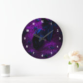 Grande Horloge Ronde Rose éffrayant en matière noire, araignées noires (Maison)