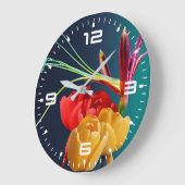 Grande Horloge Ronde Rose Flowers (Angle)