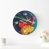 Grande Horloge Ronde Rose Flowers (Maison)