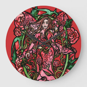 Grande Horloge Ronde Rose Garden Fairy Goddess
