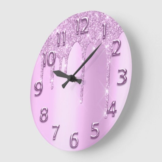 Grande Horloge Ronde Rose Glitter (Angle)
