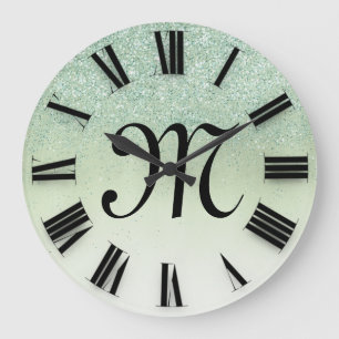 Grande Horloge Ronde Rose Glitter Monogram