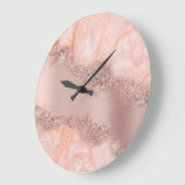 Grande Horloge Ronde Rose Gold Blush Pink Agate Geode Glitter (Angle)