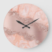 Grande Horloge Ronde Rose Gold Blush Pink Agate Geode Glitter (Recto)