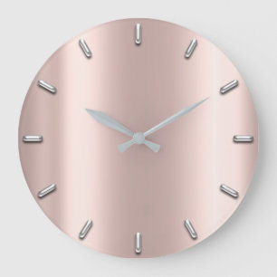 Grande Horloge Ronde Rose Gold Blush rose gris métallisé Silver Minimal