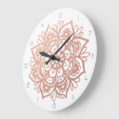 Grande Horloge Ronde Rose Gold Mandala Wall Clock (Angle)