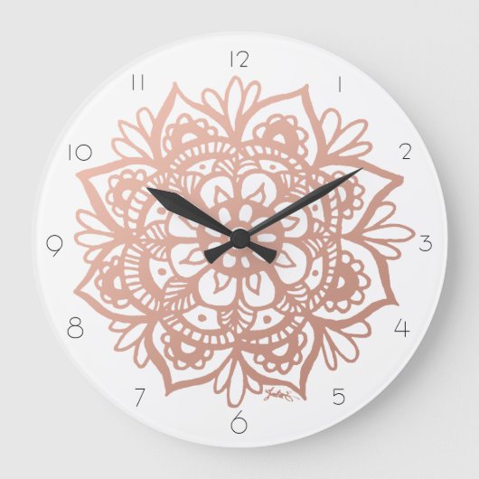 Grande Horloge Ronde Rose Gold Mandala Wall Clock (Recto)