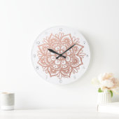 Grande Horloge Ronde Rose Gold Mandala Wall Clock (Maison)