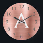 Grande Horloge Ronde Rose Gold Metallic Monogram Nom & Initiation<br><div class="desc">Rose Gold Metallic Monogram Name and Initial Serving Wall Clock. The Wall Clock makes the perfect gift for someone who loves pink stainless steel.</div>