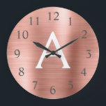 Grande Horloge Ronde Rose Gold Metallic Monogram Nom & Initiation<br><div class="desc">Rose Gold Metallic Monogram Name and Initial Serving Wall Clock. The Wall Clock makes the perfect gift for someone who loves pink stainless steel.</div>