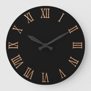 Grande Horloge Ronde Rose Gold Pailleté Regard Gras Chiffres Romains No