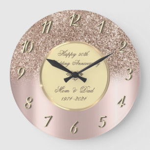 Grande Horloge Ronde Rose Gold Parties scintillant Ombre 50e anniversai