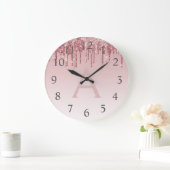 Grande Horloge Ronde Rose Gold Sparkle Parties scintillant Monogramme N (Maison)