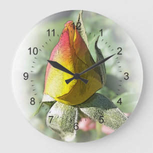 Grande Horloge Ronde rose jaune