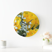 Grande Horloge Ronde Rose jaune #4 Clock- personalize as desired (Maison)