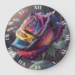 Grande Horloge Ronde Rose jaune mignonne Imaginaire