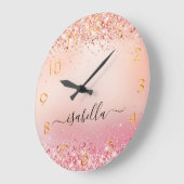 Grande Horloge Ronde Rose or blush rose parties scintillant nom de pous (Angle)