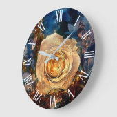 Grande Horloge Ronde Rose or élégant moderne (Angle)