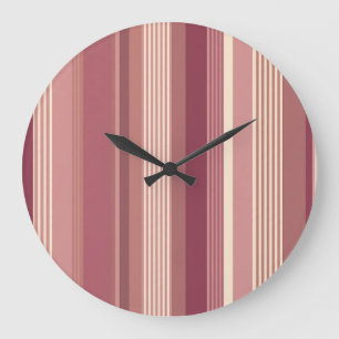 Grande Horloge Ronde Rose Poussiéreuse Chauds Roses Sombres Rayures Gra
