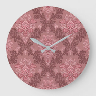 Grande Horloge Ronde Rose Poussiéreuse Rose Tendre Bourgogne Élégant Da