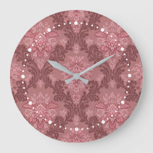 Grande Horloge Ronde Rose Poussiéreux Rose Tendre Bourgogne Élégant Dam