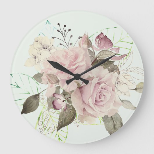 Grande Horloge Ronde Rose Rose Floral (Recto)