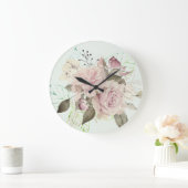 Grande Horloge Ronde Rose Rose Floral (Maison)