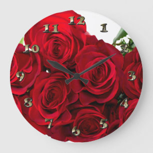 Grande Horloge Ronde Rose rouge
