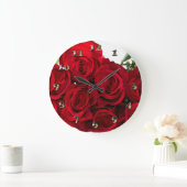 Grande Horloge Ronde Rose rouge (Maison)