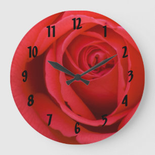 Grande Horloge Ronde Rose rouge