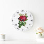 Grande Horloge Ronde Rose rouge (Maison)