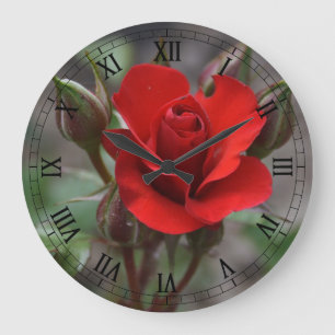 Grande Horloge Ronde Rose rouge