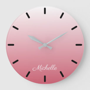 Grande Horloge Ronde Rose saumoné personnalisé d'ombre de gradient