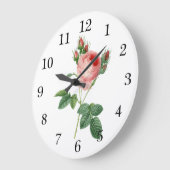 Grande Horloge Ronde rose vintage botanical illustration (Angle)