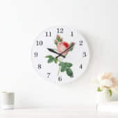 Grande Horloge Ronde rose vintage botanical illustration (Maison)