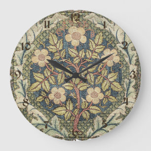 Grande Horloge Ronde Rose Wreath par William Morris