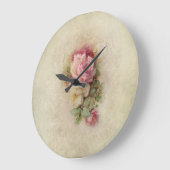 Grande Horloge Ronde Roses de style vintage peint à la main (Angle)