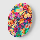 Grande Horloge Ronde Roses éblouissants (Angle)