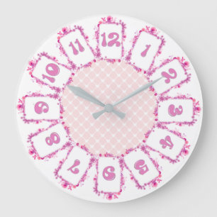 Grande Horloge Ronde Roses roses