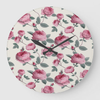 Grande Horloge Ronde Roses roses