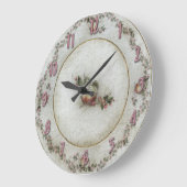 Grande Horloge Ronde Roses roses rose Plaque Chine (Angle)