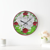 Grande Horloge Ronde Roses rouges (Maison)
