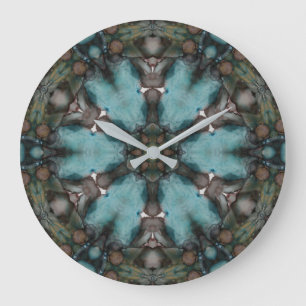 Grande Horloge Ronde Roue d'art Abstrait colorée