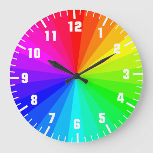 Grande Horloge Ronde Roue d'art arc-en-ciel
