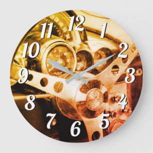Grande Horloge Ronde Roue de direction Séphia de la voiture Vintage Me